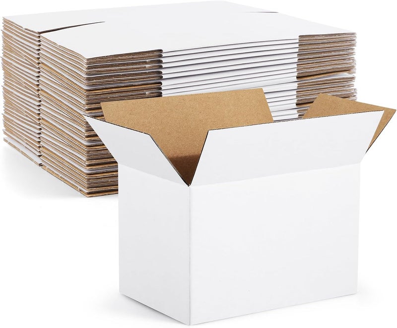 Eupako 6x4x4-Small-Shipping-Boxes-30-Pack-White-Corrugated-Box-Mailers, Cardboard Boxes for Packaging Small Business, Mailing - Image 1